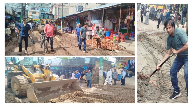 আনোয়ারায় নিজ অর্থায়নে সড়কের গর্ত সংস্কার করলেন বিএনপি নেতা ফ